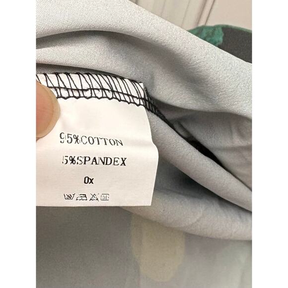 Zapaka 50s Style Dress, Fit and Flare, Gray, Blue and Green Polka Dots, Size L - Picture 8 of 9